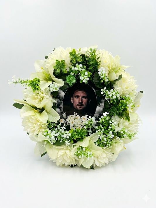 Coroană Funerară Comemorativă Personalizată cu Fotografie Ø25cm
