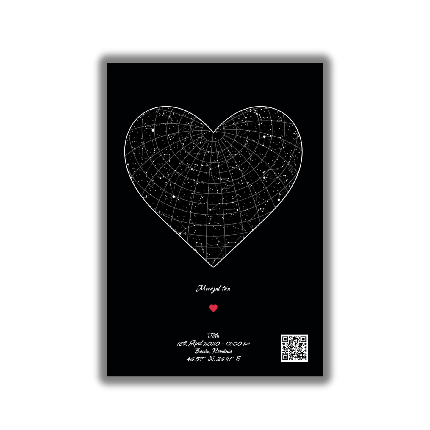 Harta Stelelor – Tabloul Personalizat care păstrează cerul exact dintr-un moment care ți-a rămas în suflet.