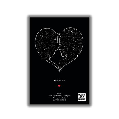 Harta Stelelor – Tabloul Personalizat care păstrează cerul exact dintr-un moment care ți-a rămas în suflet.