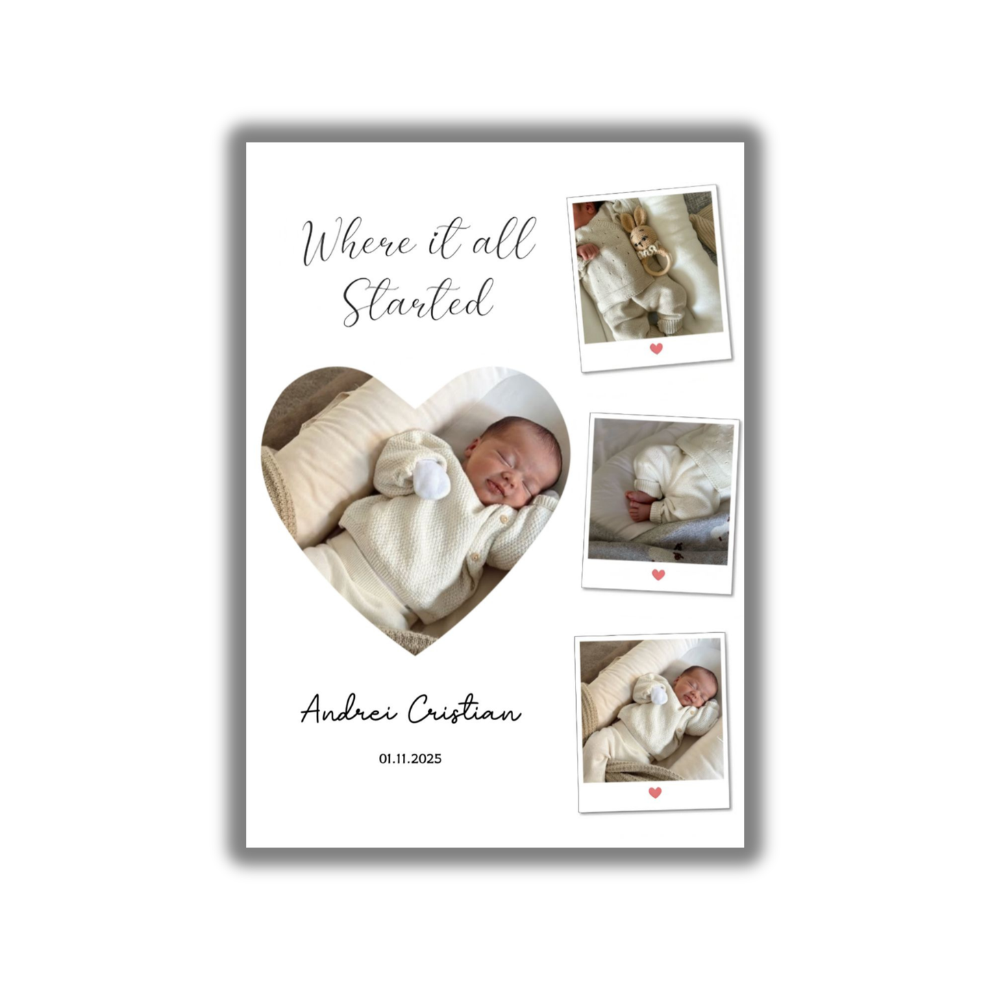 Tablou Unic pentru nou născut – Povestea Primei Zile