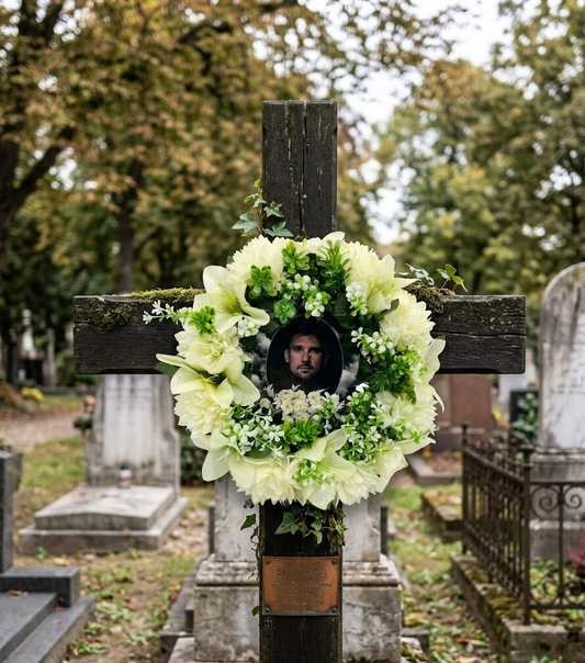 Coroană Funerară Comemorativă Personalizată cu Fotografie Ø25cm
